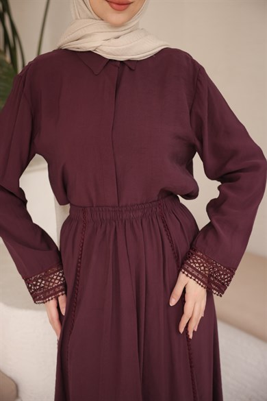 Dantel Detaylı Modal Takım Burgundy