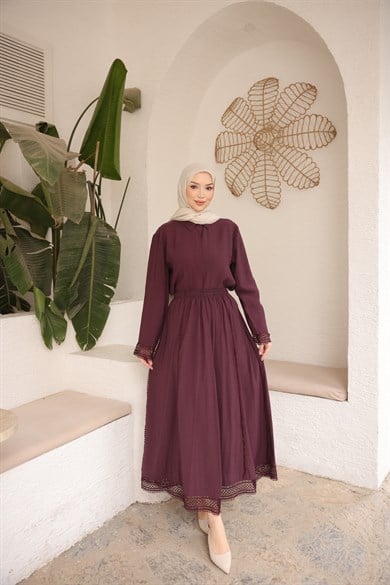 Dantel Detaylı Modal Takım Burgundy