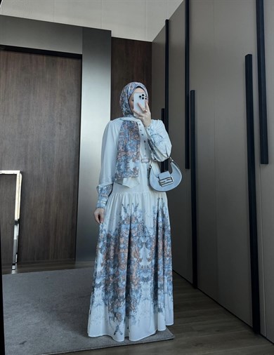 Desenli Elbise Kahve