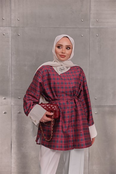 Ekose Desenli Gömlek Kırmızı