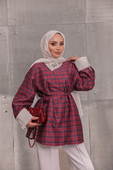 Ekose Desenli Gömlek Kırmızı