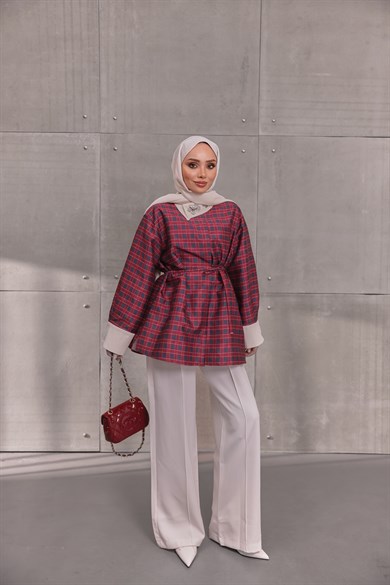 Ekose Desenli Gömlek Kırmızı