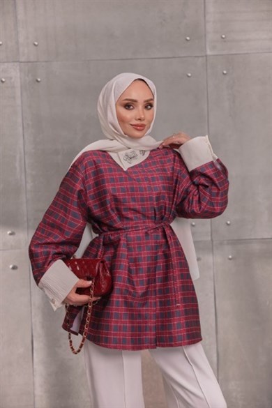 Ekose Desenli Gömlek Kırmızı