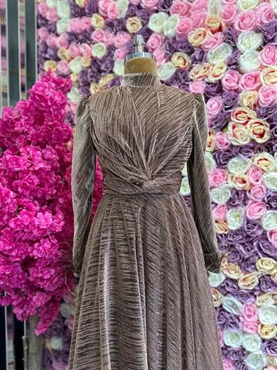 Fırfır Detaylı Abiye Bakır