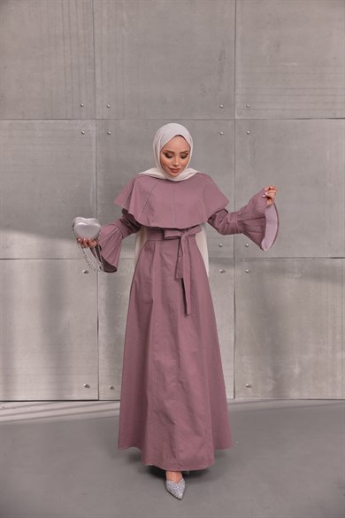 Gabardin Elbise Gül Kurusu