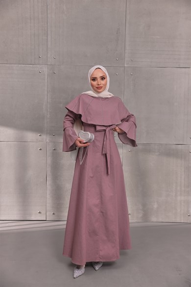 Gabardin Elbise Gül Kurusu