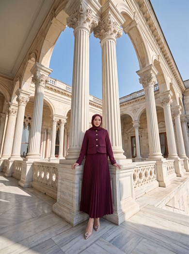 Gold Düğmeli Takım Burgundy
