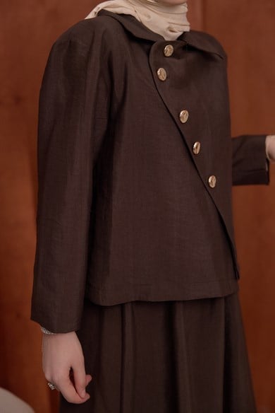 Gold Düğmeli Takım Kahve