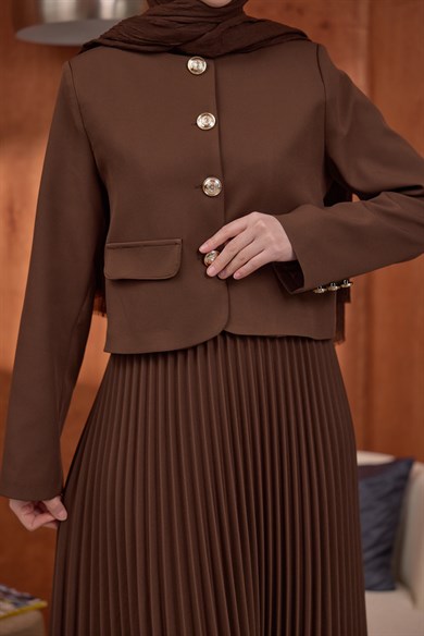 Gold Düğmeli Takım Kahve