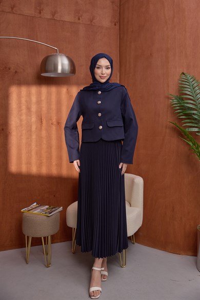 Gold Düğmeli Takım Lacivert