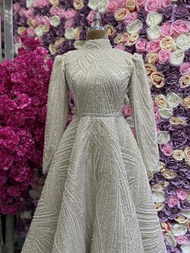 Haute Coture Dress Bej Midi