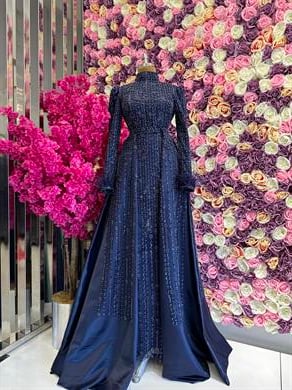 Haute Couture Kleid Dunkelblau