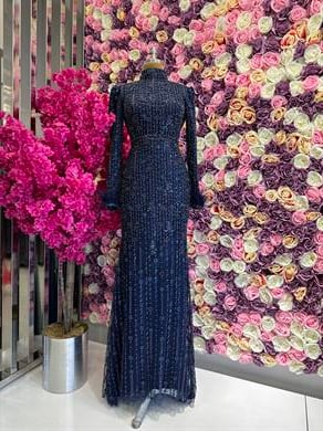 Haute Couture Kleid Dunkelblau