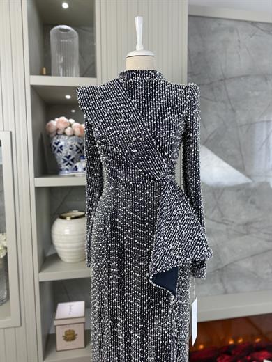 İnci Abiye Lacivert-Beyaz