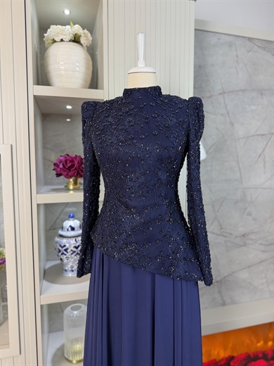 İpek Abiye Lacivert