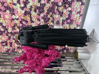 Glänzender Satin Abendkleid Schwarz