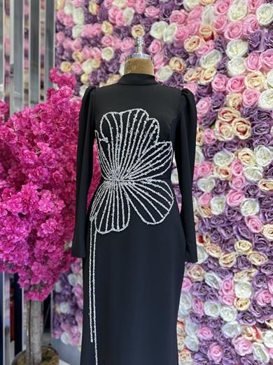 İşleme Detaylı Abiye Siyah