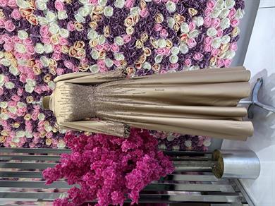 Besticktes Satin Abendkleid Bronze