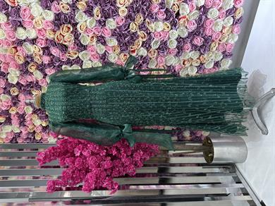 İşlemeli Kumaş Abiye Zümrüt