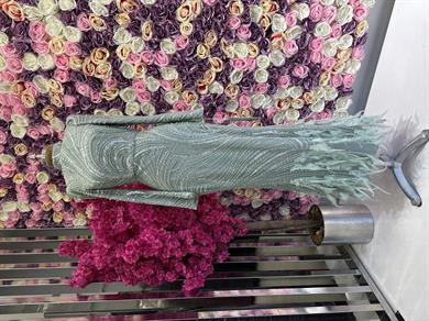 İşlemeli Kumaş Tasarım Abiye Mint