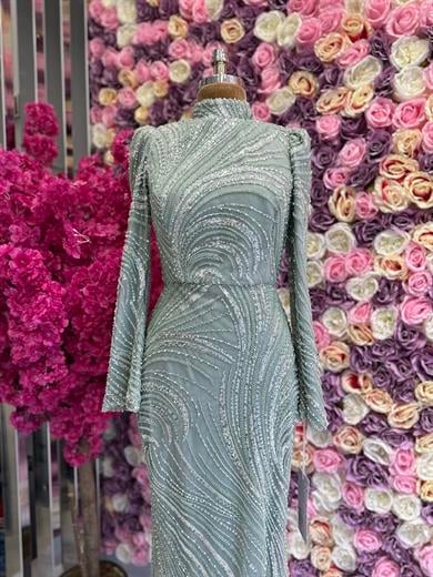 İşlemeli Kumaş Tasarım Abiye Mint