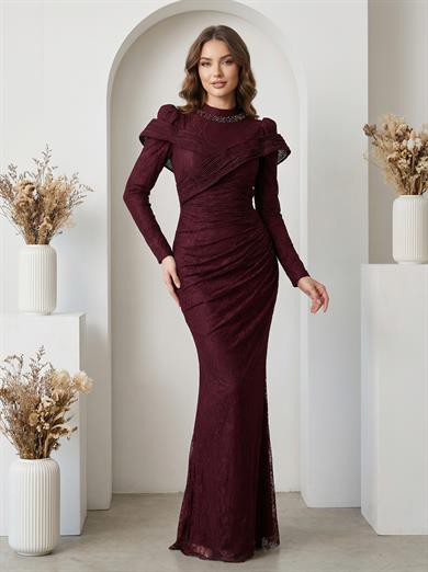 Kelvin Abiye Dantel Bordo