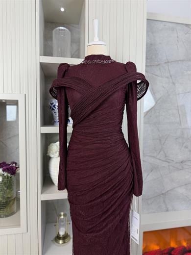 Kelvin Abiye Dantel Bordo