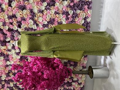 Kol Ucu Fiyonk Detaylı Abiye Yağ Yeşili