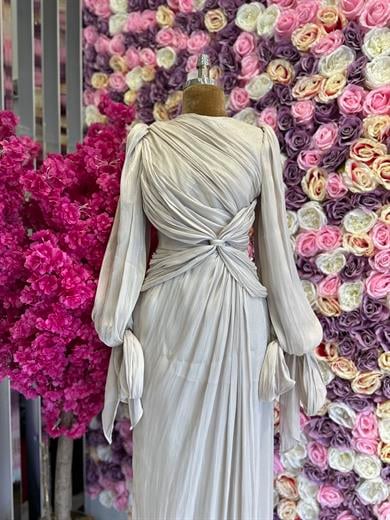 Krinkıl Saten Abiye Bej