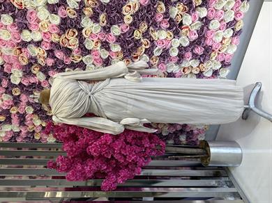 Krinkıl Saten Abiye Bej