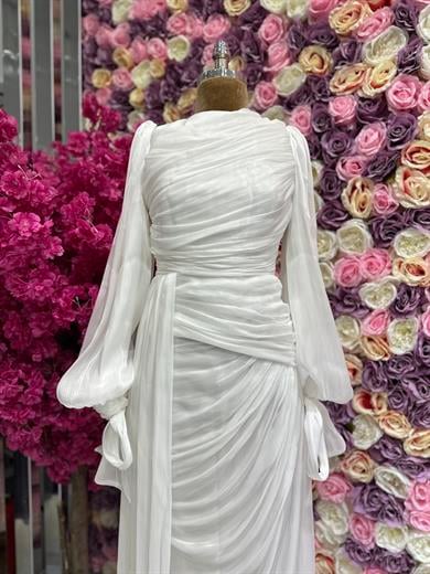 KrinkıL Saten Abiye Beyaz