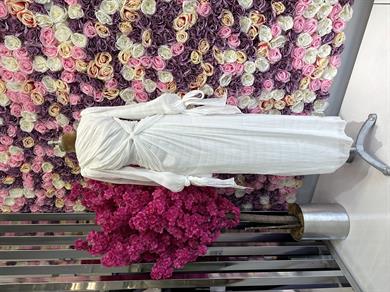 Krinkıl Saten Abiye Beyaz