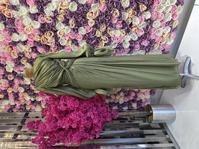 Krinkıl Saten Abiye Haki