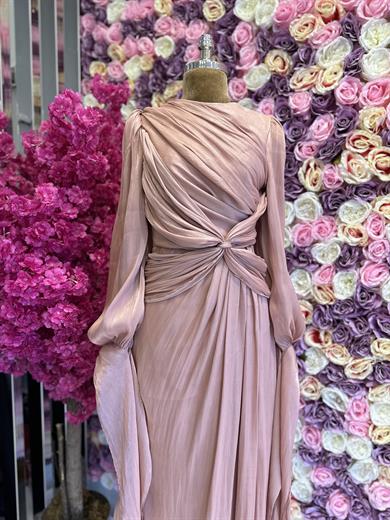 Krinkıl Saten Abiye Kiremit