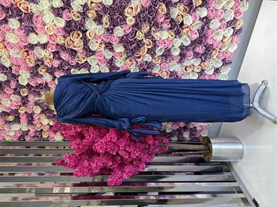 Krinkıl Saten Abiye Lacivert