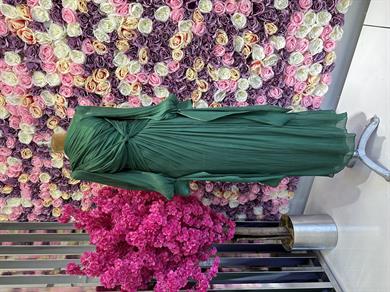 Krinkıl Saten Abiye Zümrüt