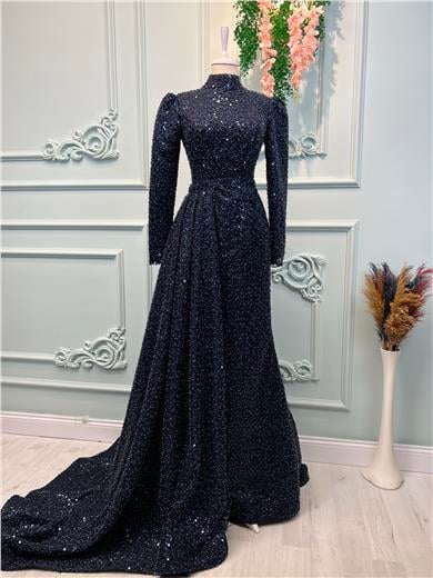 Dunkelblaues Haute Couture Kleid