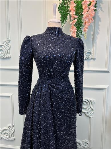 Dunkelblaues Haute Couture Kleid