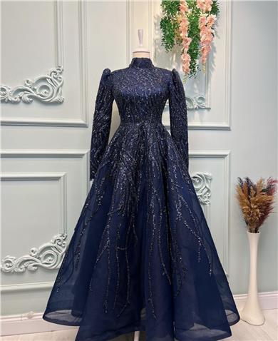 Dunkelblaues Haute Couture Kleid