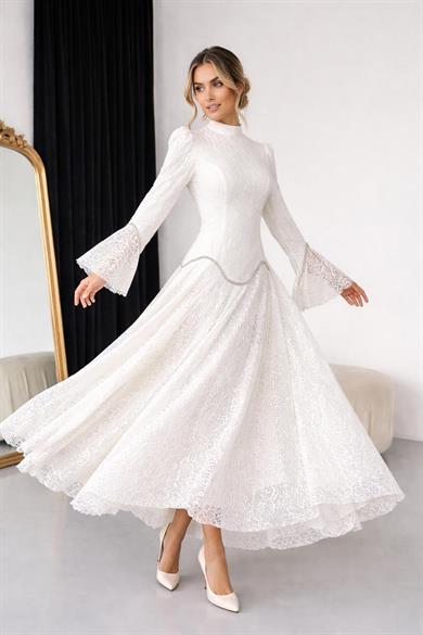 Leyla Dantel Takım Beyaz