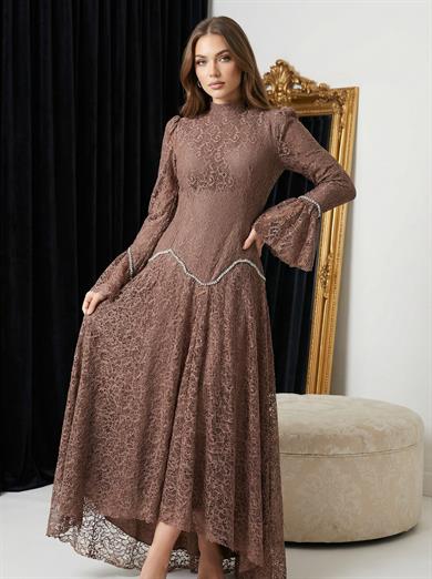 Leyla Dantel Takım Kahve