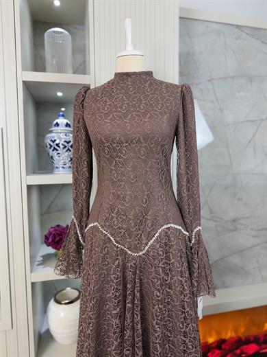 Leyla Dantel Takım Kahve