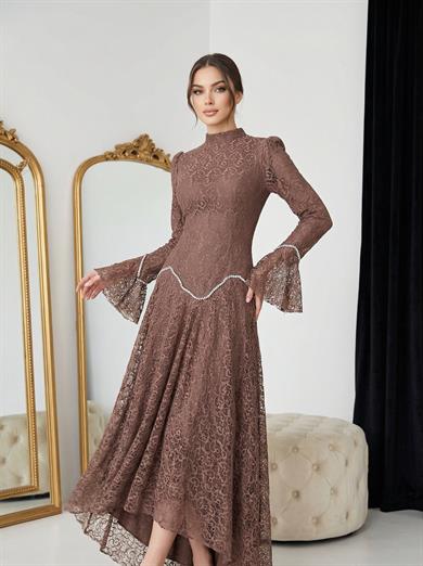 Leyla Dantel Takım Kahve