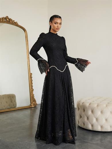 Leyla Dantel Takım Siyah