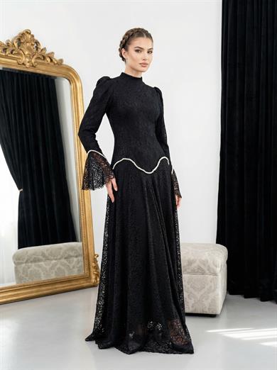 Leyla Dantel Takım Siyah