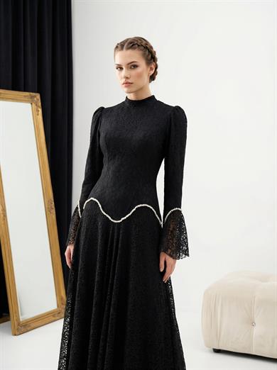 Leyla Dantel Takım Siyah