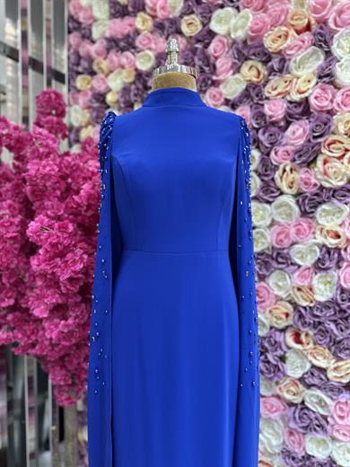 Pelerin Detaylı Abiye Saks