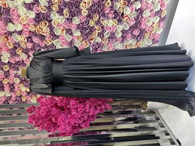 Saten Tasarım Abiye Siyah