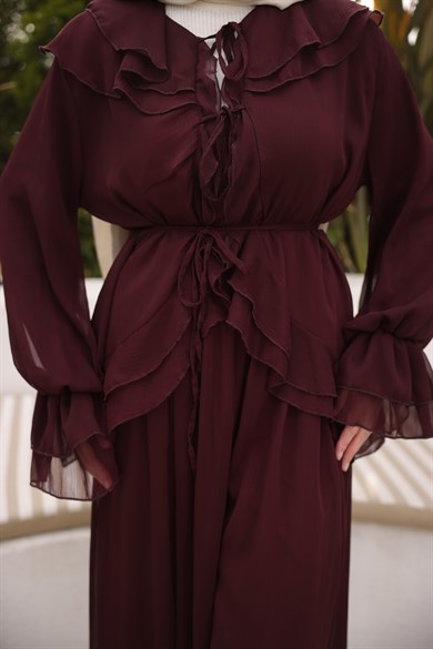 Yaka Ve Kol VolanlI Takım Bordo