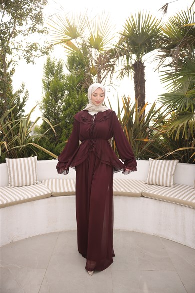 Yaka Ve Kol VolanlI Takım Bordo